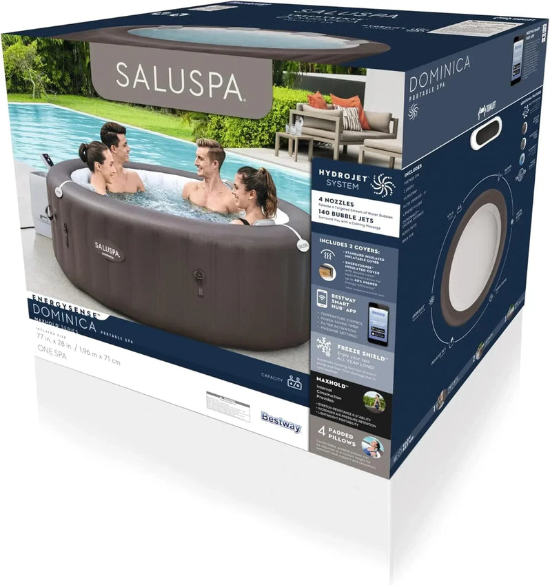 Inflatable Hot Tub Spa (71" x 26") | Portable Hot Tub with 2 Covers (1 Energy-Efficient Thermal Cover and 1 Standard Cover) | Fits Up to 2-4 Persons | Black