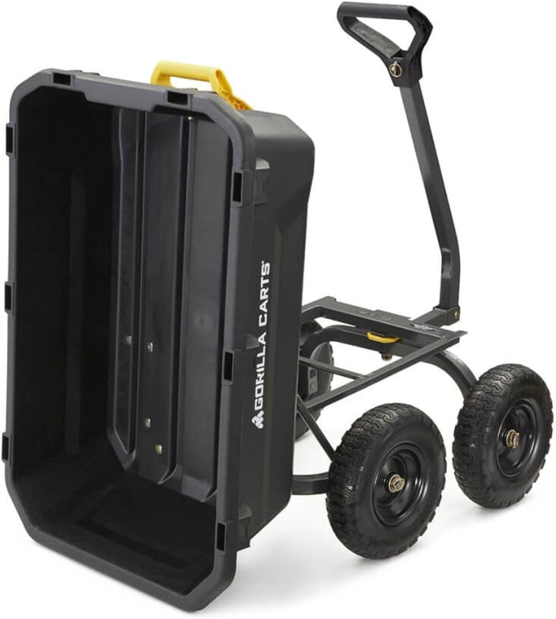 7GCG-NF Heavy-Duty Poly Dump Garden Cart with No-Flat Tires, 7 Cubic Feet, 1200-Pound Capacity, Black, Amazon Exclusive