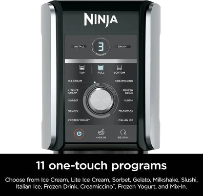 Ninja NC301 CREAMi Ice Cream Maker, for Gelato, Mix-ins, Milkshakes, Sorbet, Smoothie Bowls & More, 7 One-Touch Programs, with (2) Pint Containers & Lids, Compact Size, Perfect for Kids, Silver