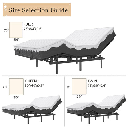 Adjustable Bed Frame -Wireless Remote -Memory Function -Adjustable Bed Base -Head and Foot Lift Incline -Zero Gravity -Quiet Motorfor Lying Down, Reading, Watching TV,Fatigue,BackacheFULL