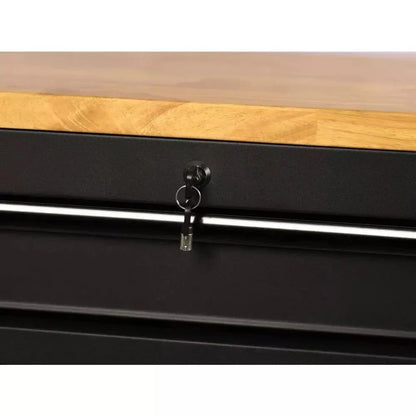 Heavy Duty 61 in. W x 23 in. D 15-Drawer Mobile Workbench with Solid Wood Top