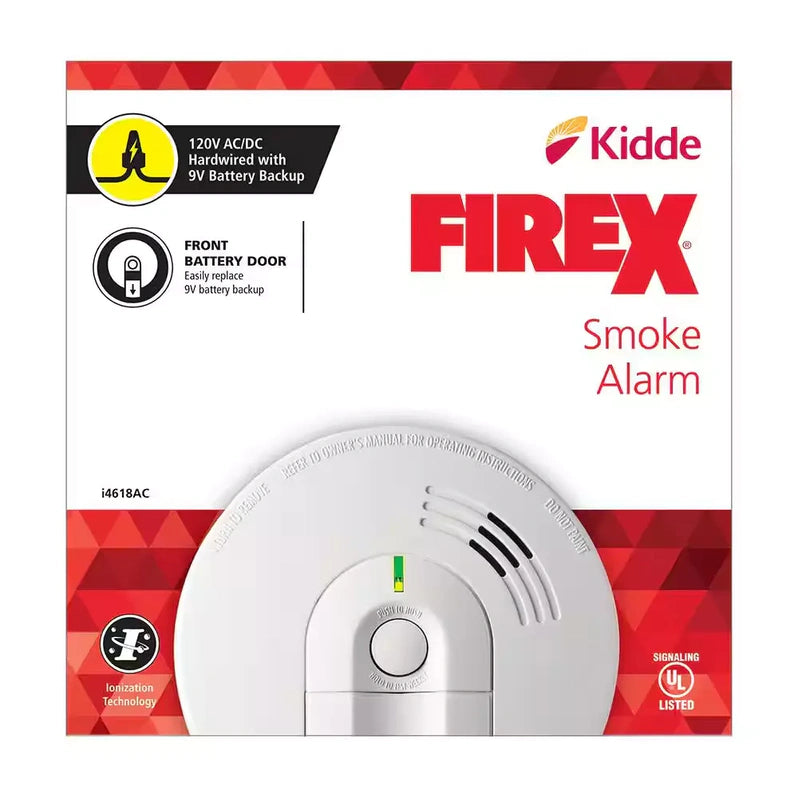 Pack Hardwired Smoke Alarm with Ionization Sensor, 120V AC, 9V Battery Backup