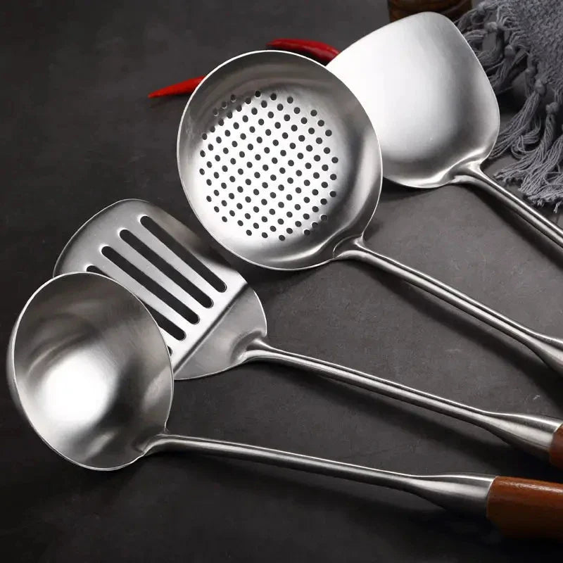 Morve 7-Piece Stainless Steel Kitchen Utensil Set with Storage Holder, Heat-Resistant Cooking Tools