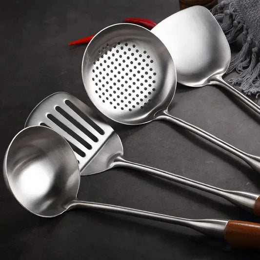 Morve 7-Piece Stainless Steel Kitchen Utensil Set with Storage Holder, Heat-Resistant Cooking Tools