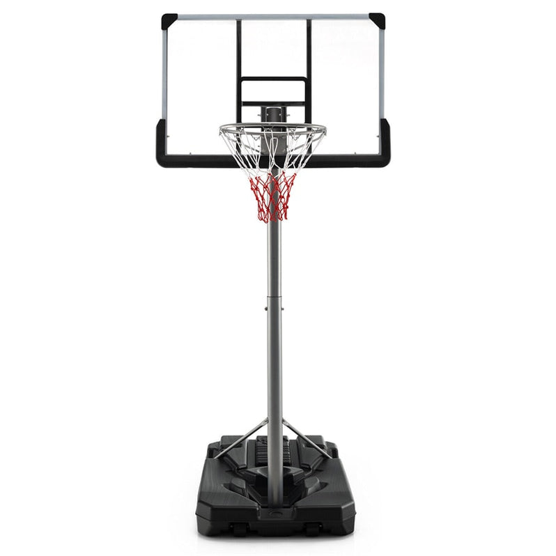 Portable Outdoor Basketball Hoop 64''-79'' Adjustable Poolside Basketball Goal System with 44" Backboard Wheeled Fillable Base