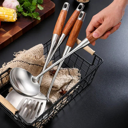 Morve 7-Piece Stainless Steel Kitchen Utensil Set with Storage Holder, Heat-Resistant Cooking Tools