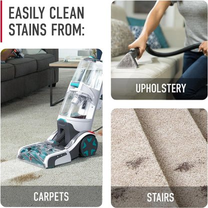 Hoover SmartWash+ Automatic Carpet Cleaner Machine, for Carpet and Upholstery, Deep Cleaning Carpet Shampooer, Carpet Deodorizer and Pet Stain Remover FH52000, Turquoise