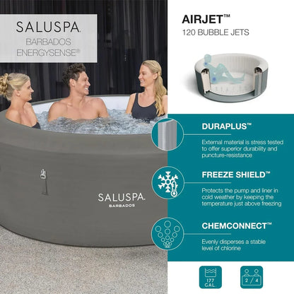 Inflatable Hot Tub Spa (71" x 26") | Portable Hot Tub with 2 Covers (1 Energy-Efficient Thermal Cover and 1 Standard Cover) | Fits Up to 2-4 Persons | Black