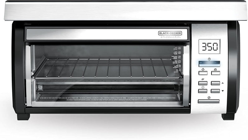 BLACK+DECKER SpaceMaker Under-Counter Toaster Oven, Digital Controls, Black/Stainless Steel, Fits 9 Pizza, TROS1000D