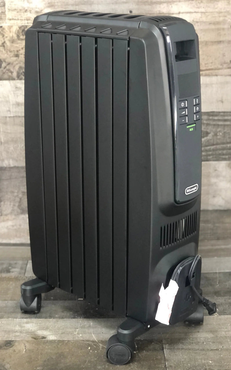 De'Longhi Oil Filled Radiator Space Heater, Quiet 1500W, Adjustable Thermostat, 3 Heat Settings, Timer, Energy Saving, Safety Features, White, Dragon TRD40615EBKCA, Black