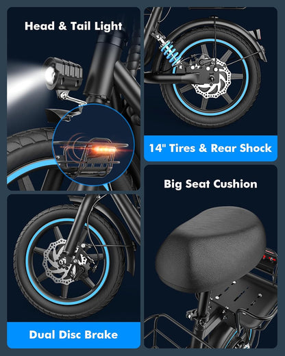 Electric Scooter with Large Basket, 550W Motor