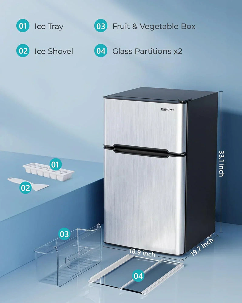 3.2 Cu.Ft Mini Fridge with Freezer 2-Door Compact Refrigerator for Bedroom, Dorm, Office or Apartment, Silver3.2 Cu.Ft Mini Fridge with Freezer 2-Door Compact Refrigerator for Bedroom, Dorm, Office or Apartment, Silver