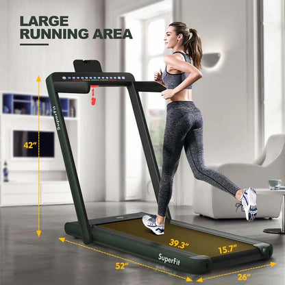 2 in 1 Folding Treadmill, 2.25HP Under Desk Electric Treadmill, Portable Walking Running Machine with Dual Display & Smart App Control