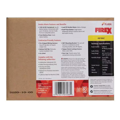 Firex 4 Pack Hardwired Smoke Detector with Ionization Sensor