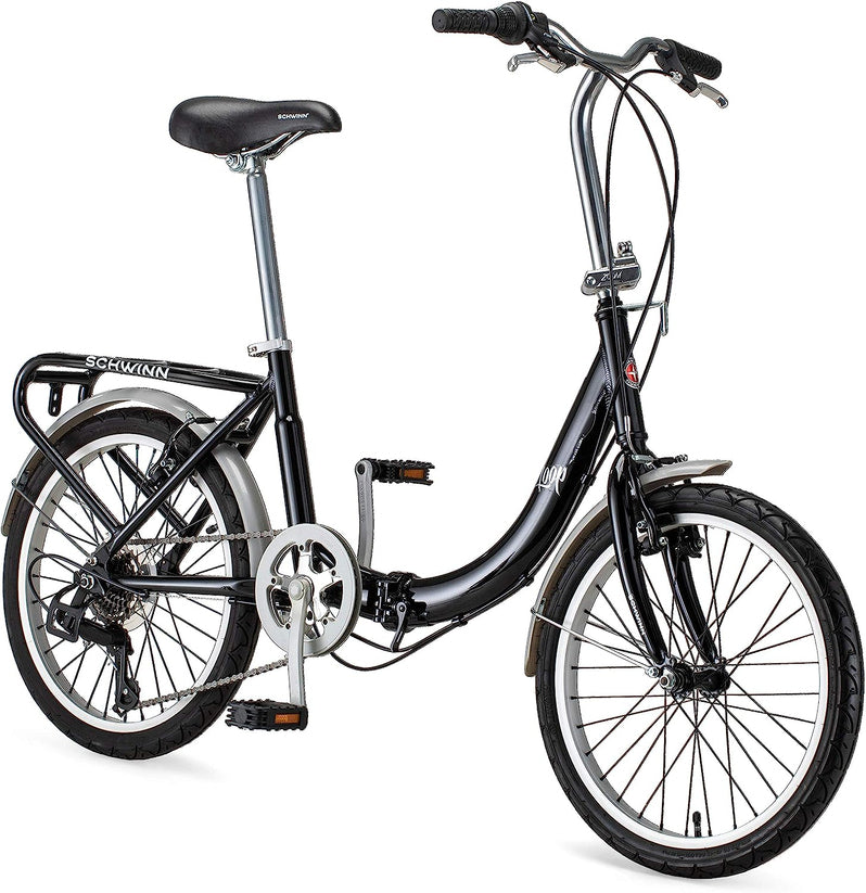 Schwinn Loop Adult Folding Bike for Men and Women, 20-inch Wheels, 7-Speed Drivetrain