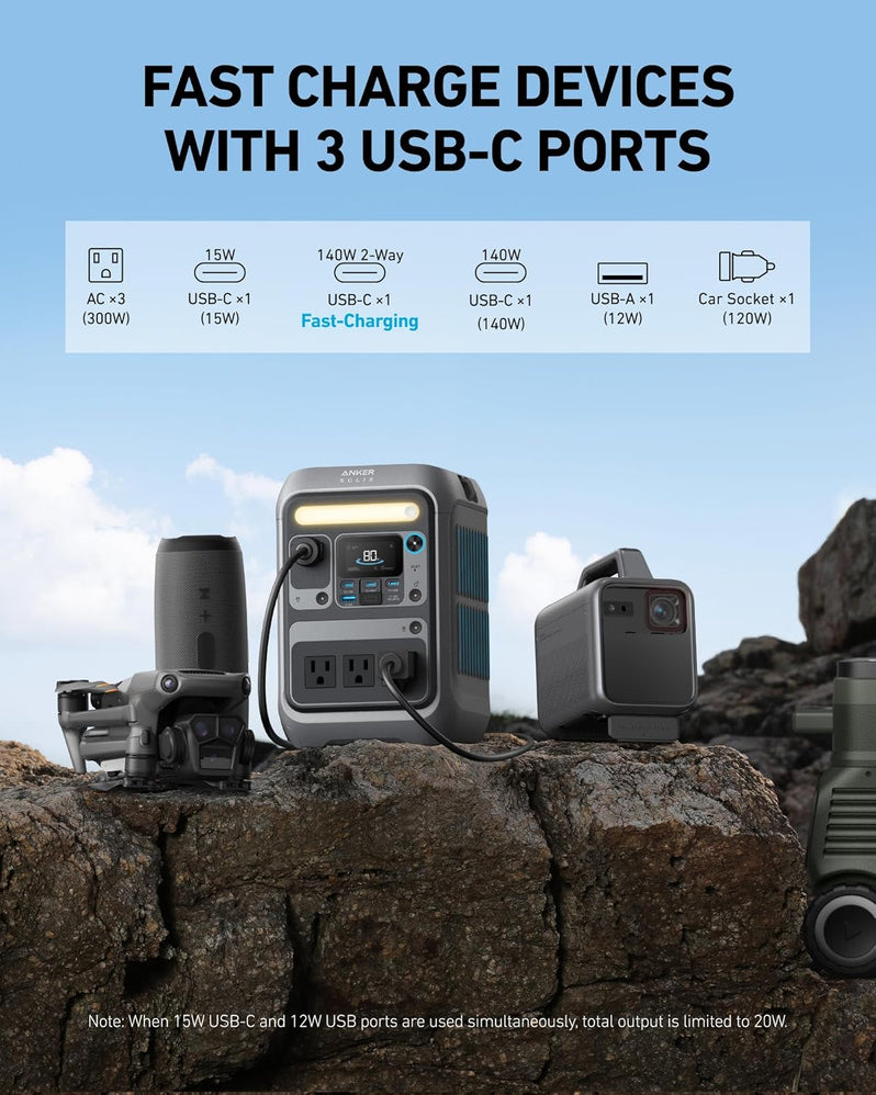 Portable Power Station Solix C300, 288Wh Battery