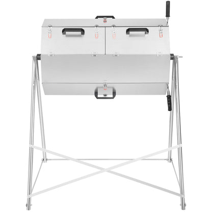 Premium 33 Gallon Steel Outdoor Compost Tumbler Bin With Dual-Chamber