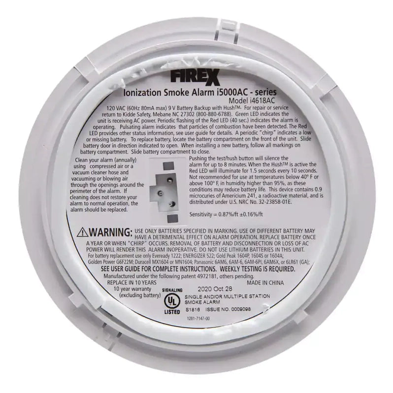 i4618 4-Pack Hardwired Smoke Alarm with Ionization Sensor, 120V AC, 9V Battery Backup